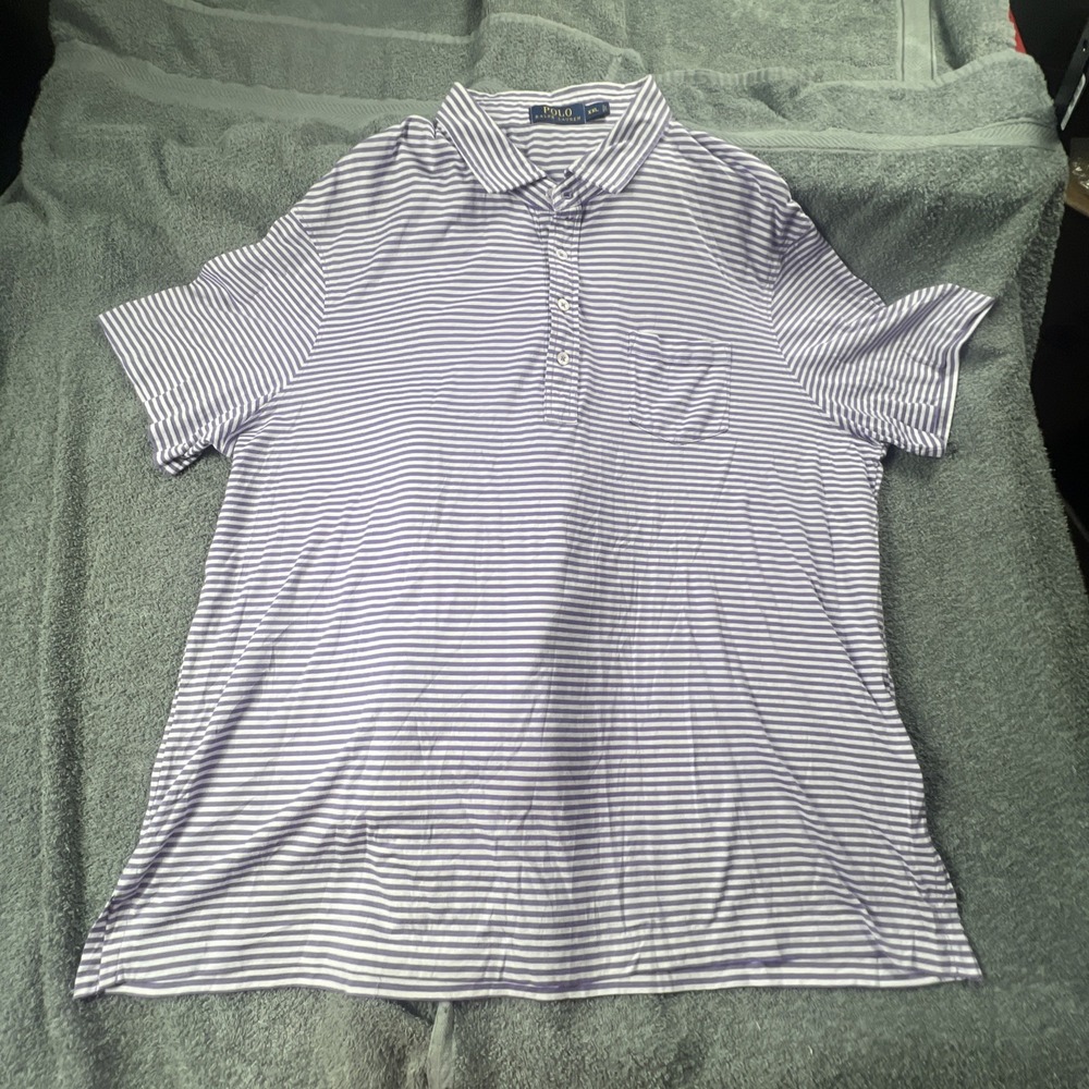 Polo Ralph Lauren Featherweight‎ Mesh-Pique Purple and White Polo Shirt XXL